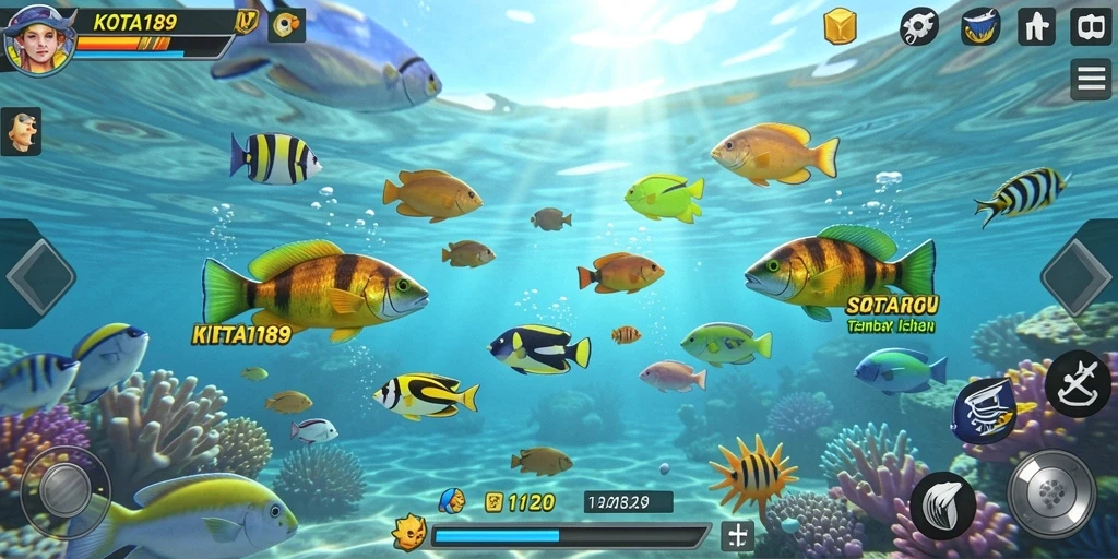 Gamer menembak ikan dalam KOTA189 dengan grafis menawan.