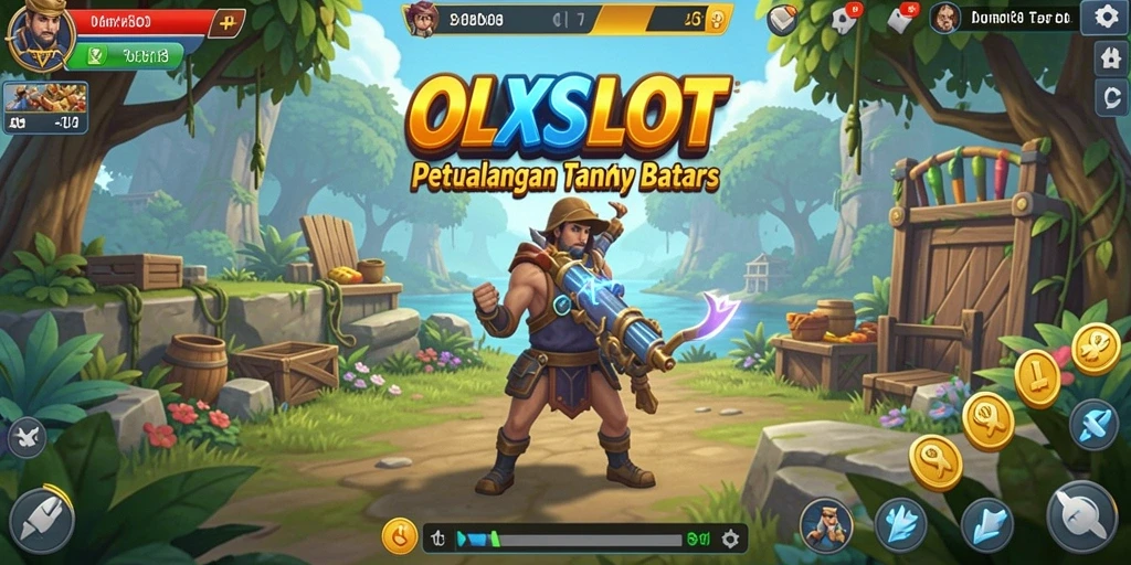 Screenshot utama OLXSLOT menampilkan dunia yang luas dengan berbagai karakter dan misi.