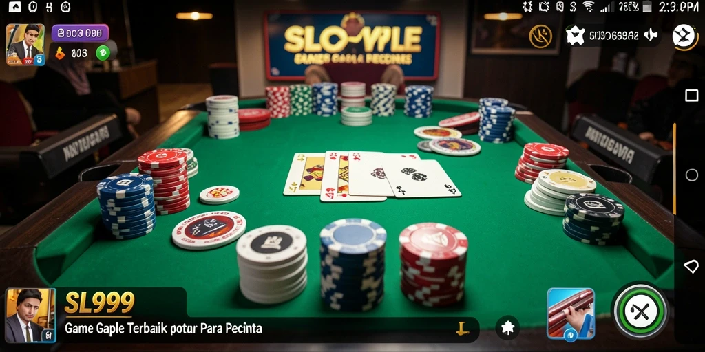 Screenshot gameplay menarik SL999 yang memperlihatkan suasana permainan Gaple.