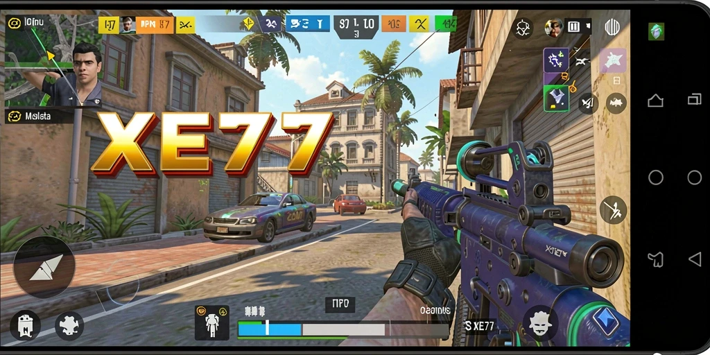 Tangkapan layar gameplay XE77 yang menampilkan aksi penuh adrenalin.